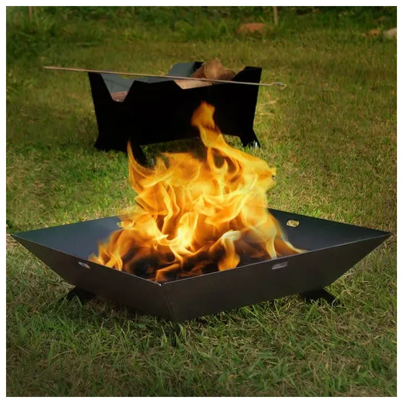 Lareira Externa Pira-tocheiro Quadrada Plus Jardim-aço-preto - Aco