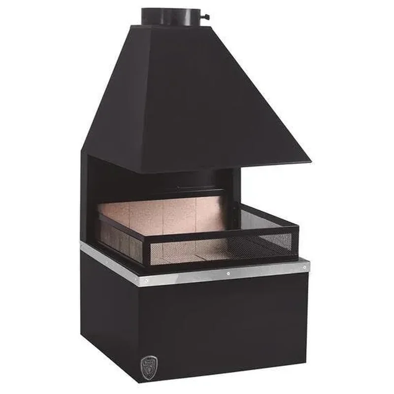 Lareira De Meio Com Kit Instalação Preto Fornos Pinhal - Pinhal