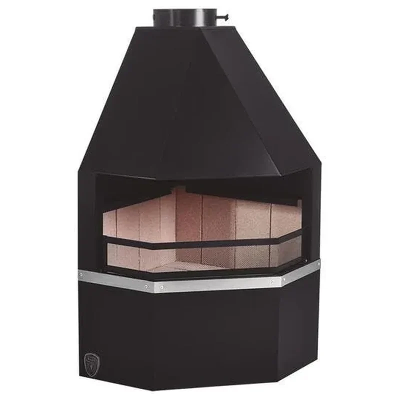 Lareira De Canto Com Kit Instalação Preto Fornos Pinhal - Pinhal