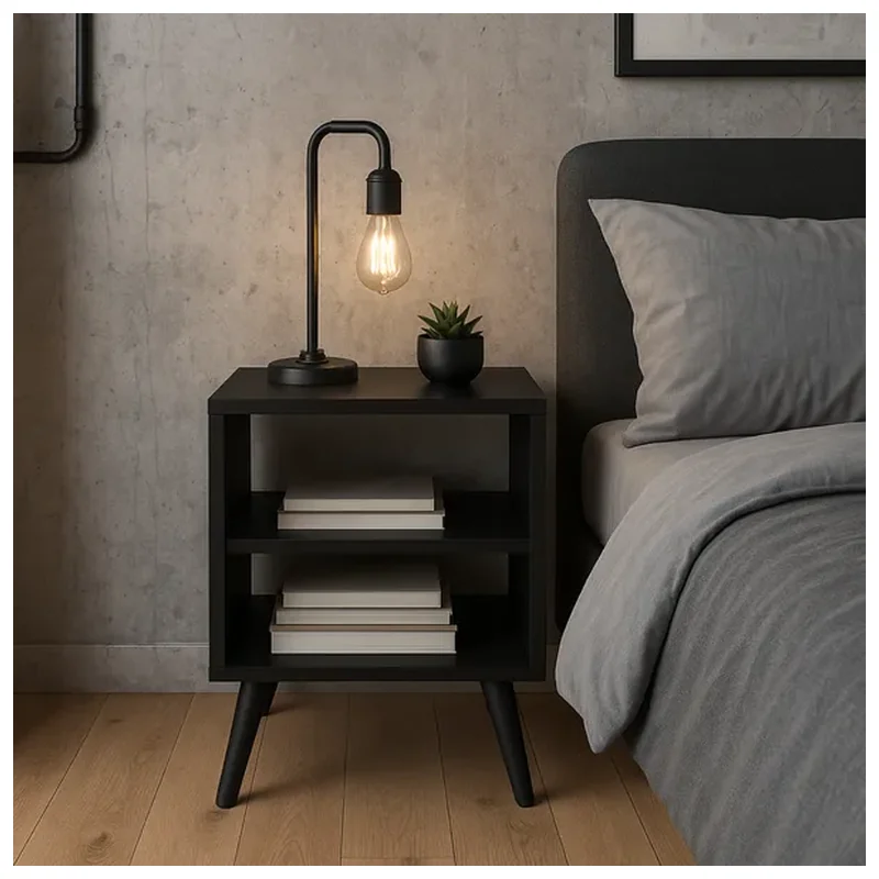 Mesa De Cabeceira Mesinha Decoração Com Pés Preto Brovália - Brovalia