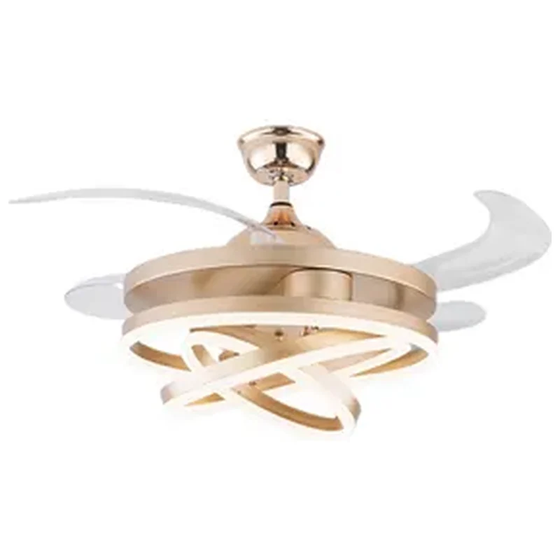 Ventilador de Teto com Lustre 001G Retrátil LED 3 Cores 6 Vel - Controle