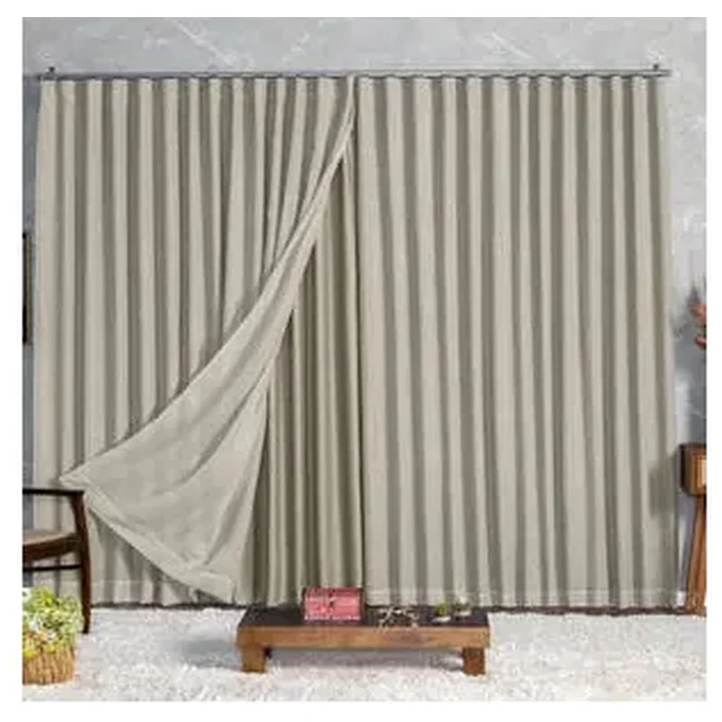 Cortina Blackout Com Linho 6,00x2,70 Para Trilho Suíço Palha - Suico