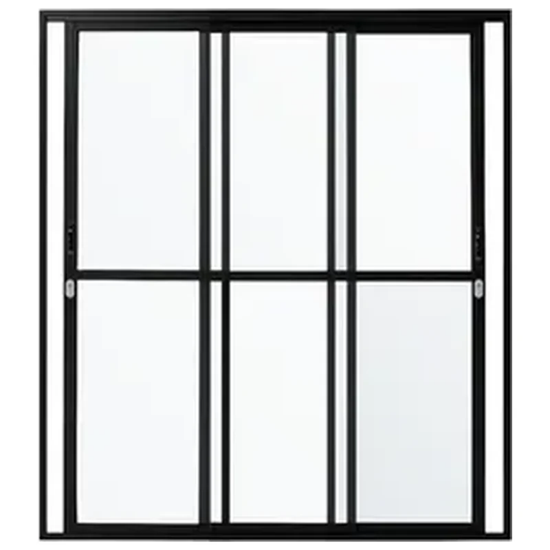 Porta Sacada De Aluminio Preto 3 Folhas Móveis De Vidro Linha - Linha