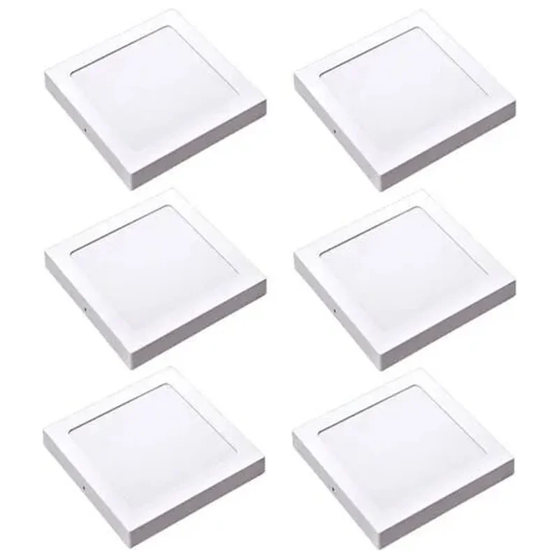Kit 6 Painel Led Sobrepor Quad Amarela 3000k 12w 17cm - Avant