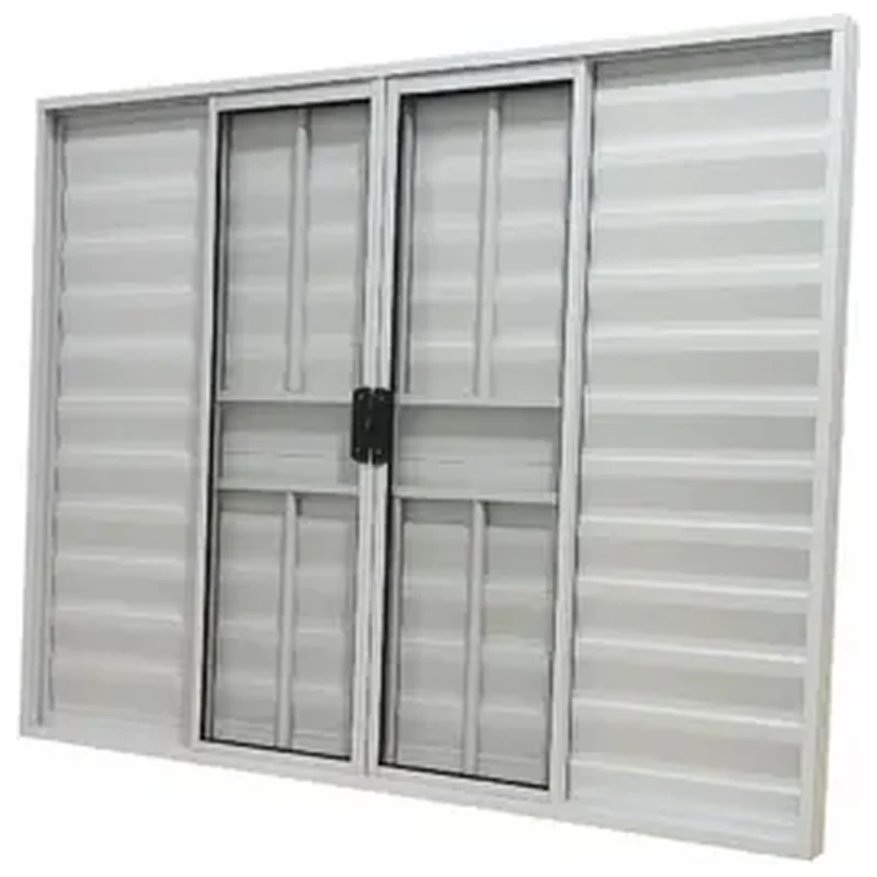 Veneziana 6 Folhas Aluminio Branco Com Grade 1,00x1,20 - Folhas