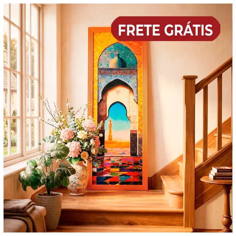 Quadro Decorativo Arcos Mediterrâneos 50 X 130 Cm - Vertical - Galix