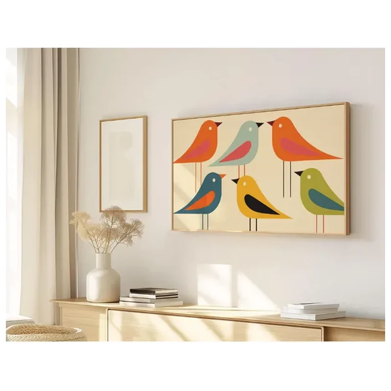 Quadro Decorativo N°43 115x70cm - Panorâmico Pássaros Retrô M - Rollflex