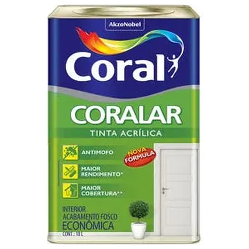 Tinta Acrílica Fosca Coralar Interior Branco 18L - Coral