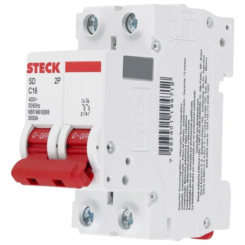 Disjuntor Din Bipolar Curva C 16A Steck - Steck