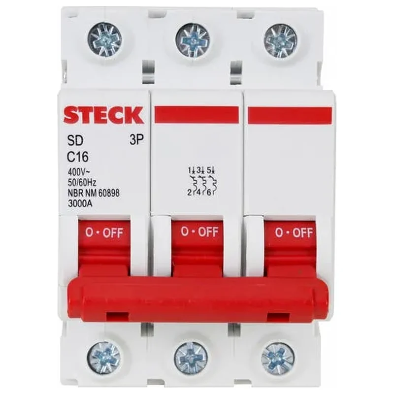 Disjuntor Din Tripolar Curva C 16A Steck - Steck