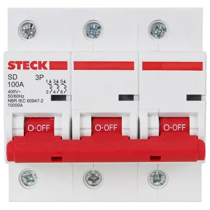 Disjuntor Din Tripolar Curva C 100A Steck - Steck