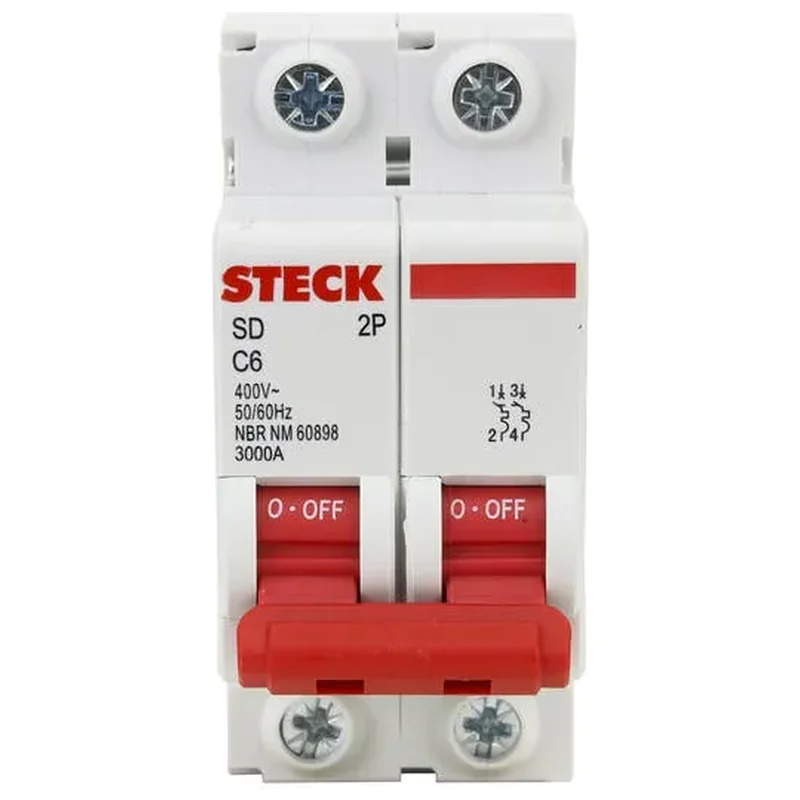 Disjuntor Din Bipolar Curva C 6A Steck - Steck