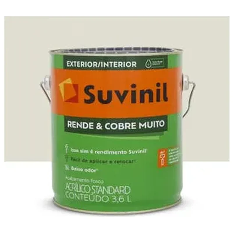 Tinta Acrílica Fosca Rende e Cobre Interior Exterior Gelo 3,6 - Suvinil