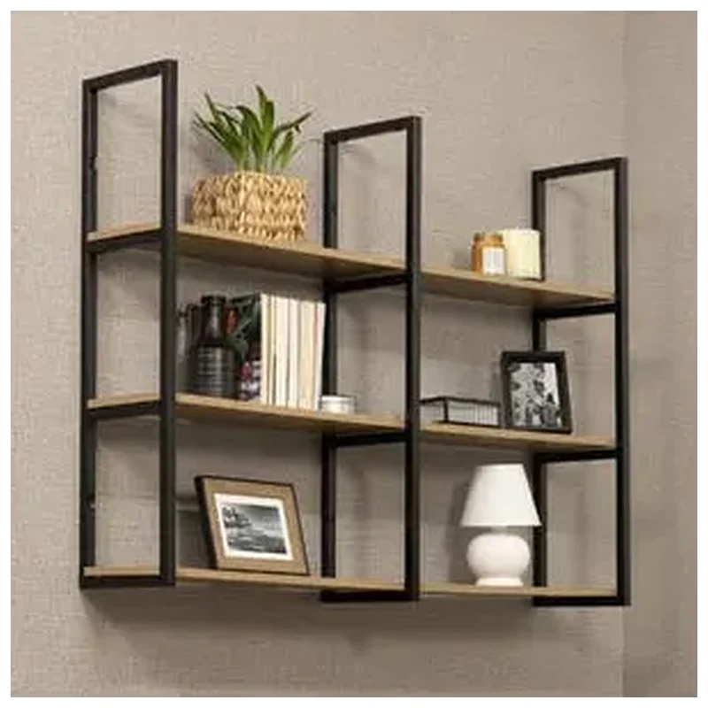 Prateleira Industrial de Madeira MDP Preta e Teka 120x24x20cm - Brasforma