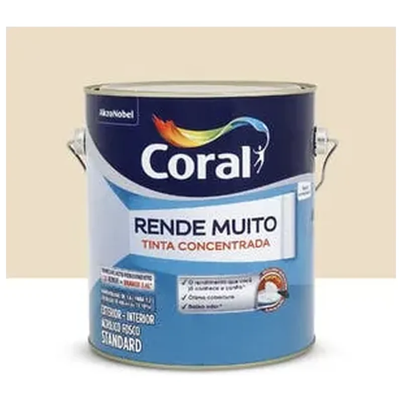Tinta Acrílica Fosca Rende Muito Interior Exterior Palha 3,2L - Coral