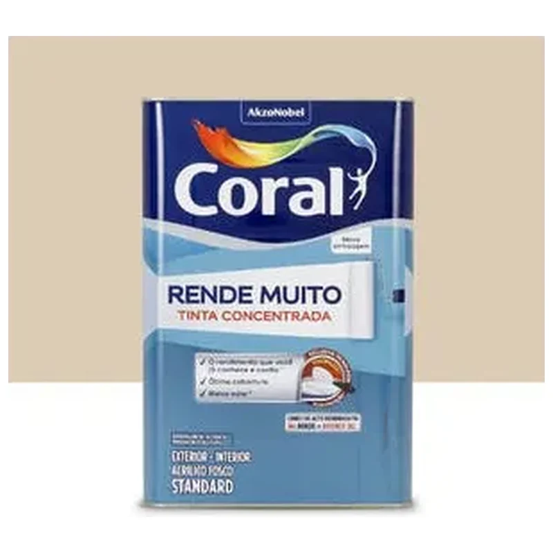Tinta Acrílica Fosca Rende Muito Interior Exterior Areia 16L - Coral