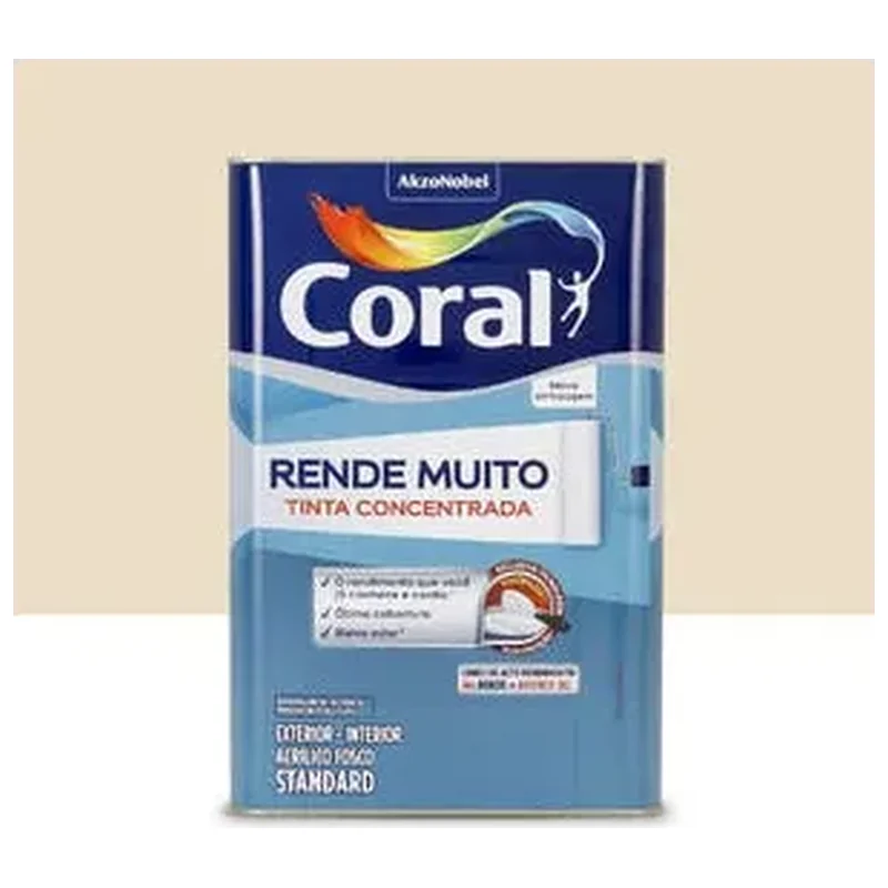 Tinta Acrílica Fosca Rende Muito Interior Exterior Palha 16L - Coral