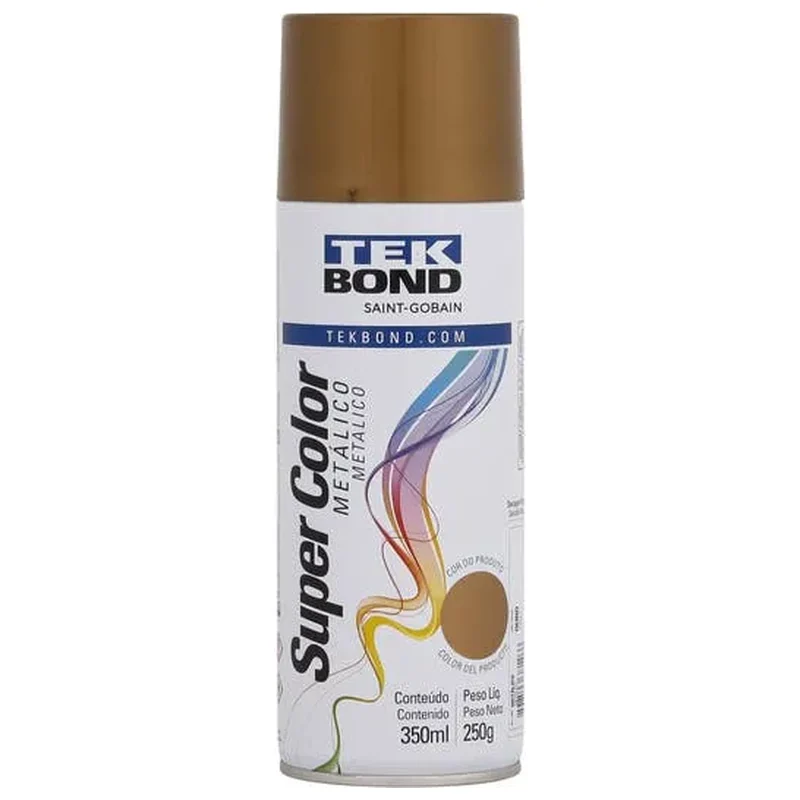 Tinta Spray Metálico Ouro Brilhante 350ML - Tekbond