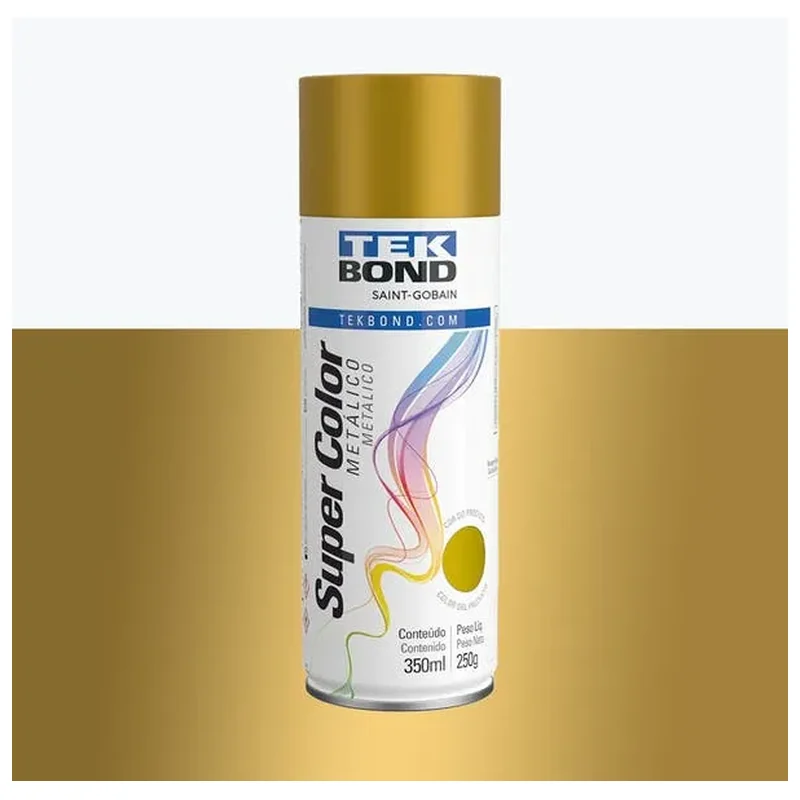 Tinta Spray Metálico Dourado Brilhante 350ML - Tekbond