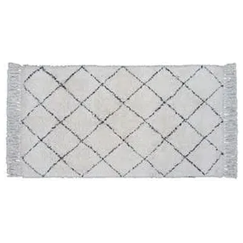 Passadeira Algodão Retangular 0,6x1,1m Branco e Preto - Inspire