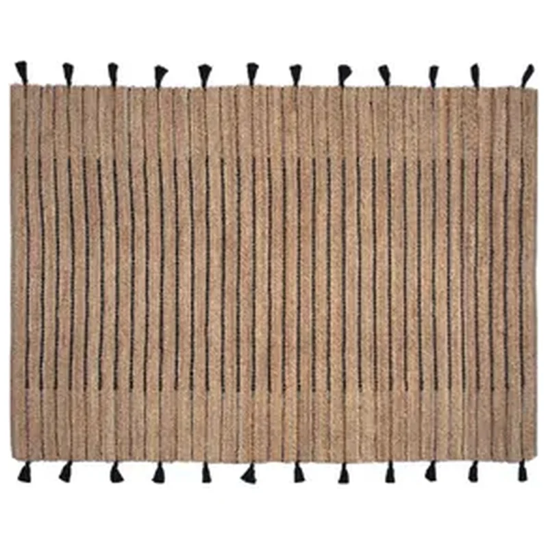 Tapete Juta Retangular 1,60x2,30m Listrado Bege e Preto - Inspire
